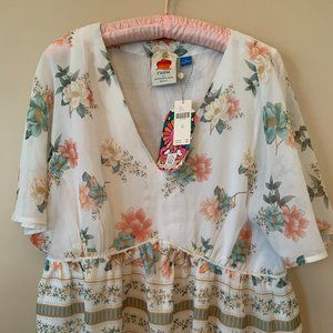 NWT Farm Rio anthropologie blouse size XS, empire waist, floral